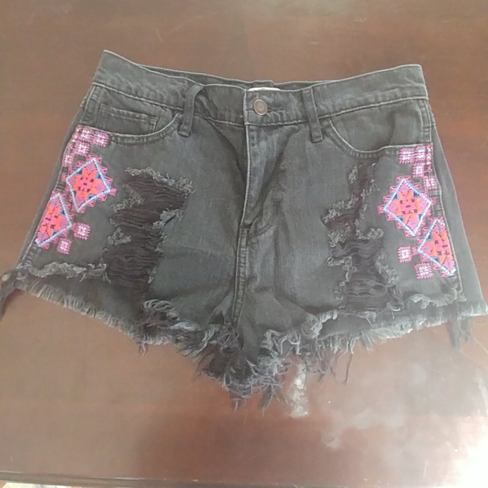 Black patterned shorts